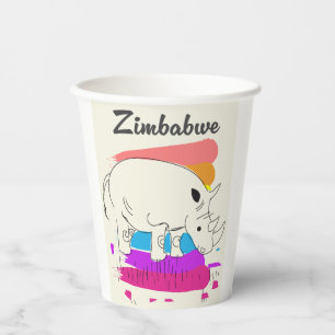 Gobelets En Papier Logo de voyage rétro du Zimbabwe