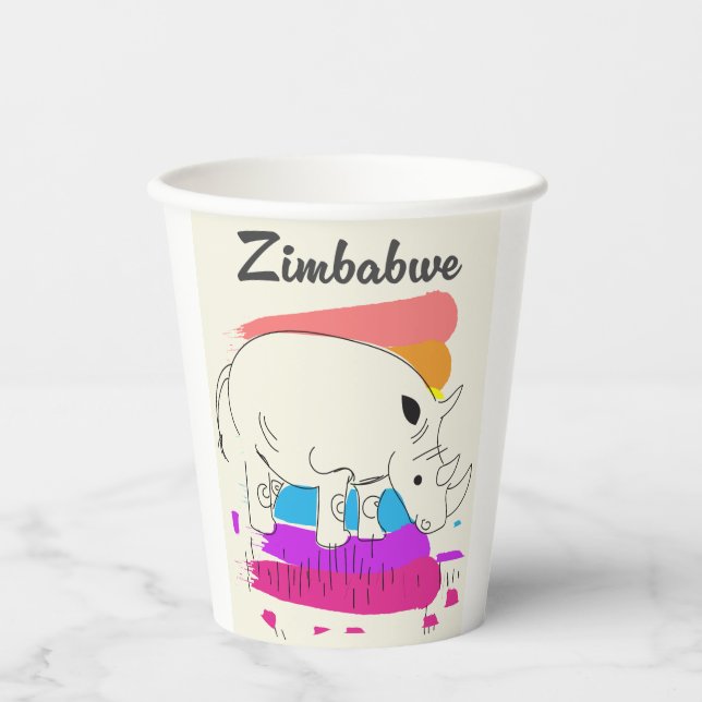 Gobelets En Papier Logo de voyage rétro du Zimbabwe (Recto)
