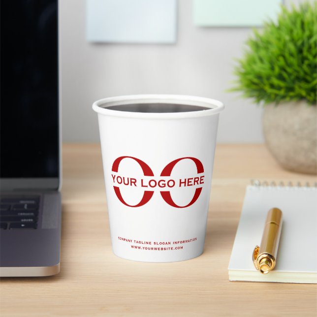 Gobelets En Papier Logo d'entreprise Blanc Rouge (Insitu)