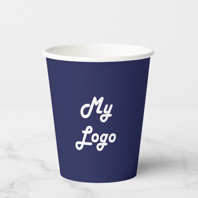 Gobelets En Papier logo d'entreprise bleu marine code qr (Recto)