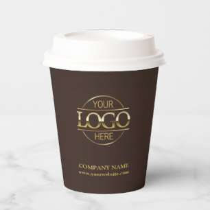 Gobelets En Papier Logo d'entreprise Brown élégant