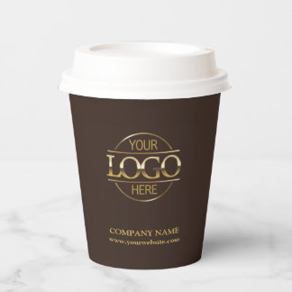 Gobelets En Papier Logo d'entreprise Brown élégant