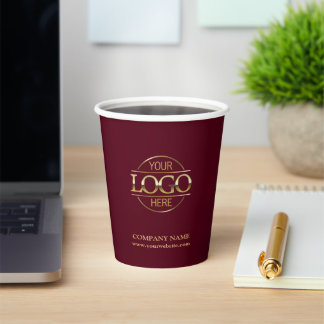 Gobelets En Papier Logo d'entreprise Burgundy