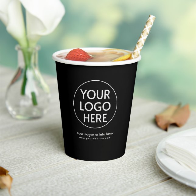 Gobelets En Papier Logo d'entreprise | Design Black Modern Profession (Insitu)