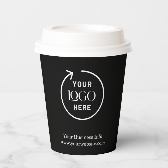 Gobelets En Papier Logo d'entreprise | Design Black Modern Profession (Recto)
