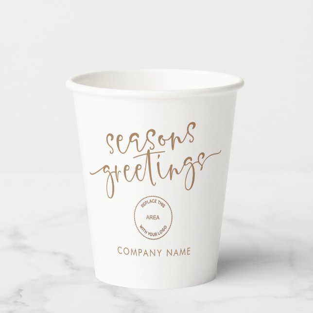Gobelets En Papier Logo d'entreprise Joyeuses Fêtes d'or Noël (Recto)