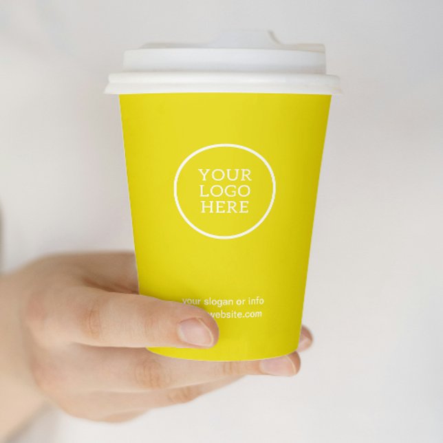 Gobelets En Papier Logo d'entreprise minimaliste Jaune d'affaires (Créateur téléchargé)