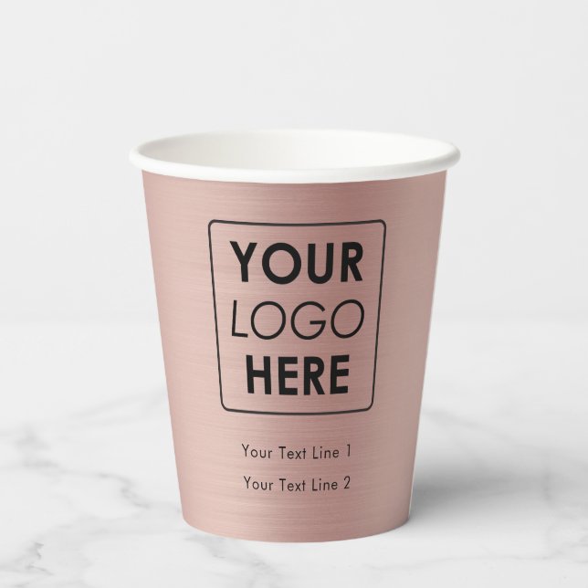 Gobelets En Papier Logo d'entreprise Moderne Rose professionnel Or (Verso)