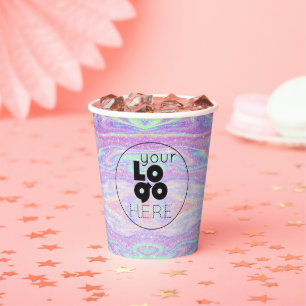 Gobelets En Papier Logo d'entreprise Parties scintillant Iridescente