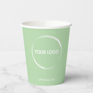 Gobelets En Papier Logo d'entreprise personnalisé Modèle Sage Green