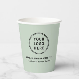 Gobelets En Papier Logo d'entreprise Sage Green