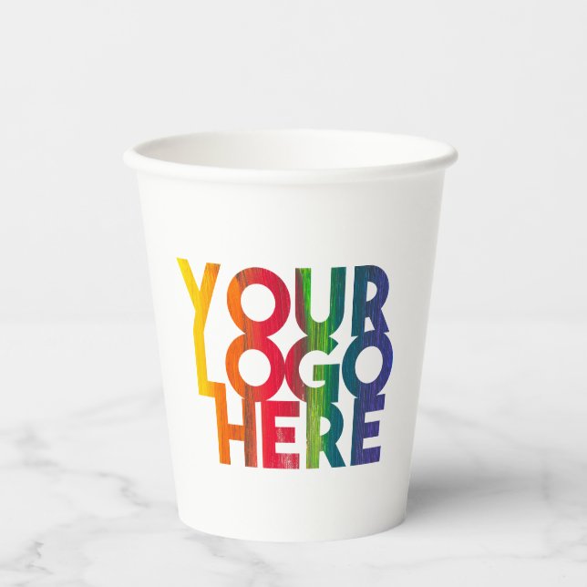 Gobelets En Papier Logo d'entreprise simple blanc (Recto)