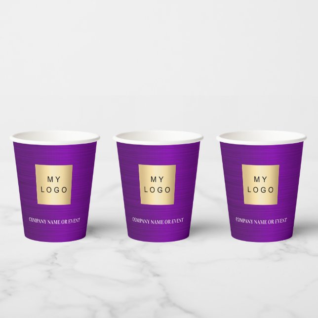 Gobelets En Papier Logo d'entreprise violet code qr (Multi)
