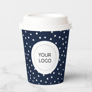 Gobelets En Papier Logo minimal d'affaires bleu marine personnalisé
