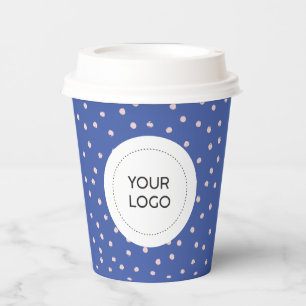 Gobelets En Papier Logo minimal d'affaires personnalisé bleu et rose