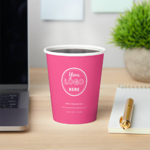 Gobelets En Papier Logo minimaliste de marque professionnelle rose ch