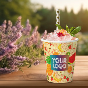 Gobelets En Papier Logo personnalisé Cute & Jus de fruits colorés