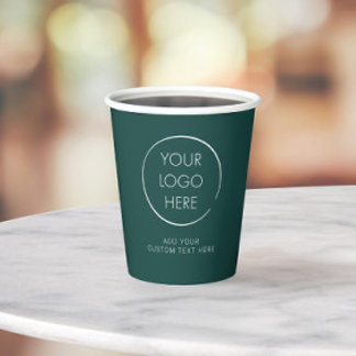 Gobelets En Papier Logo personnalisé de base, sarcelle pour les entre