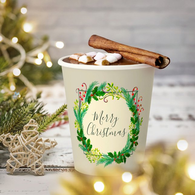 Gobelets En Papier Logo personnalisé Élégant Marque Joyeux Noël (Créateur téléchargé)