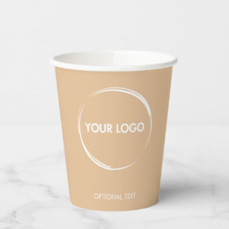 Gobelets En Papier Logo Professionnel Personnalisé Modèle Tan Beige