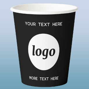 Gobelets En Papier Logo Simple Avec Texte Noir Promotionnel Entrepris