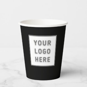 Gobelets En Papier Logo simple Modèle Business Promo Swag Noir