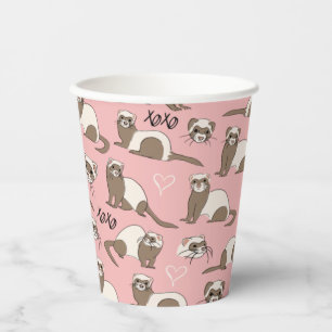 Gobelets En Papier Love Ferrets - Coupes de papier rose