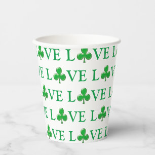 Gobelets En Papier Love Green Clover Shamrock Motif moderne mignon