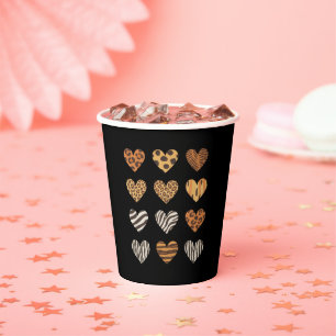 Gobelets En Papier Love Heart Leopard Cute Valentine's Day