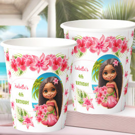 Gobelets En Papier Luau Girl Anniversaire Tropical Beach Party tasses
