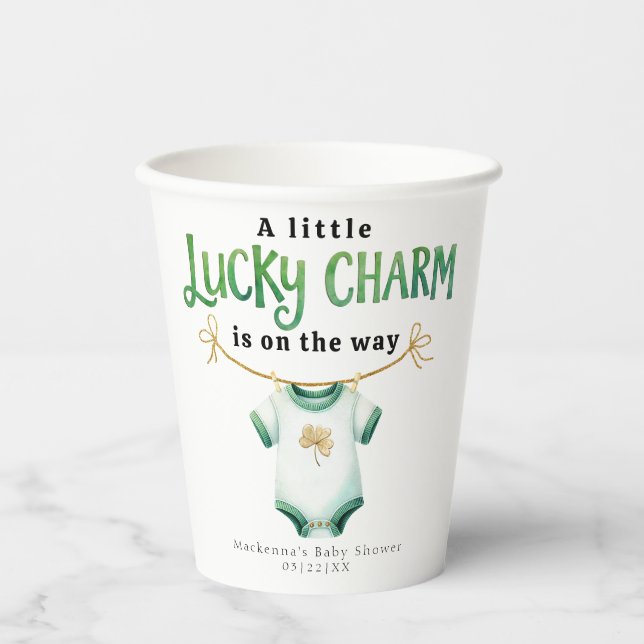 Gobelets En Papier Lucky Charm Irlandais Baby shower tasses de papier (Recto)