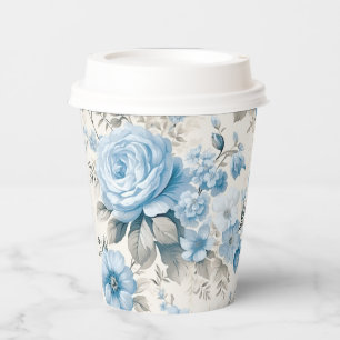 Gobelets En Papier Lumière Artistique Pastel Roses Bleus