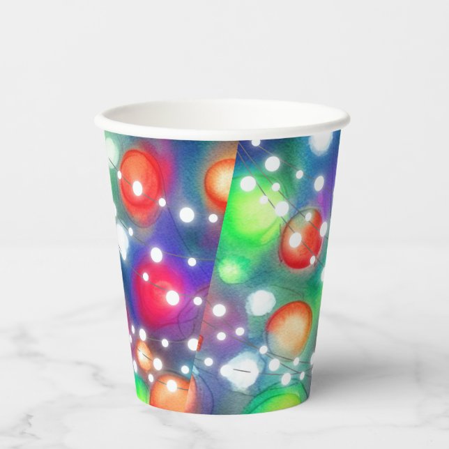 Gobelets En Papier Lumières de Noël (Recto)