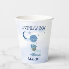 Gobelets En Papier Lune bleue petit éléphant garçon d'anniversaire