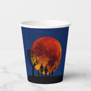 Gobelets En Papier Lune de sang Lunaire Famille Eclipse