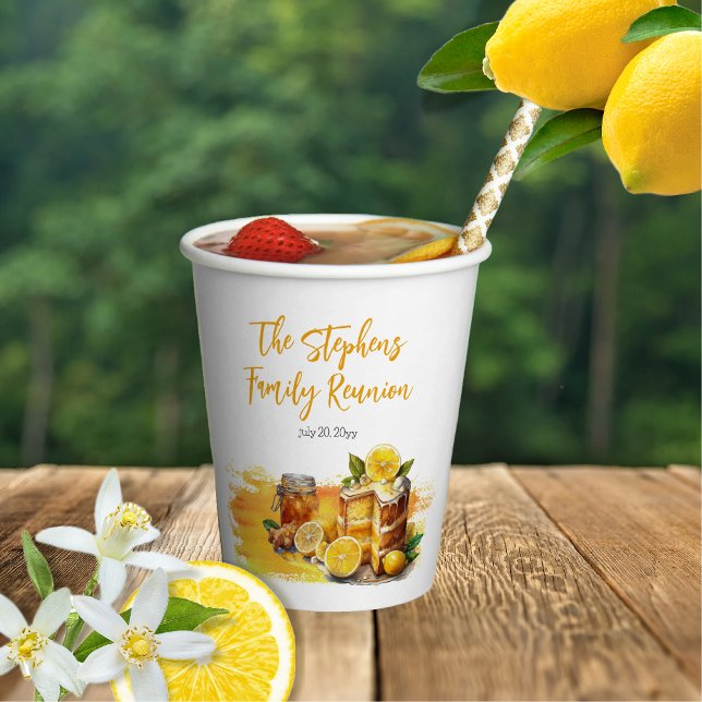 Gobelets En Papier Luscieux Lemon Cake Ginger Tea Famille Réunion (Luscious Lemon Cake Ginger Tea Family Reunion Paper Cups)