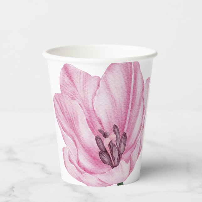 Gobelets En Papier Lys orientaux rose-main (Recto)