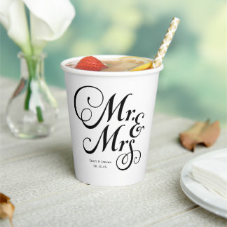 Gobelets En Papier M. et Mme Rustic mariage personnalisé