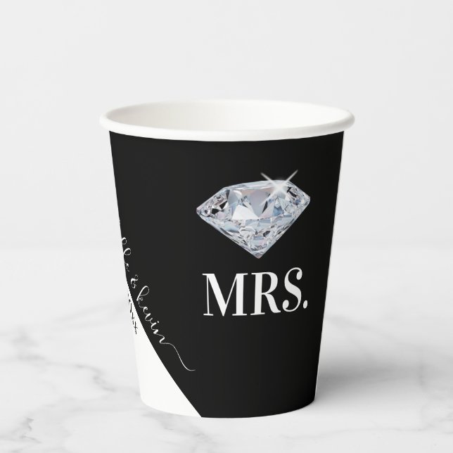 Gobelets En Papier M. & Mme Mariage noir et blanc (Verso)