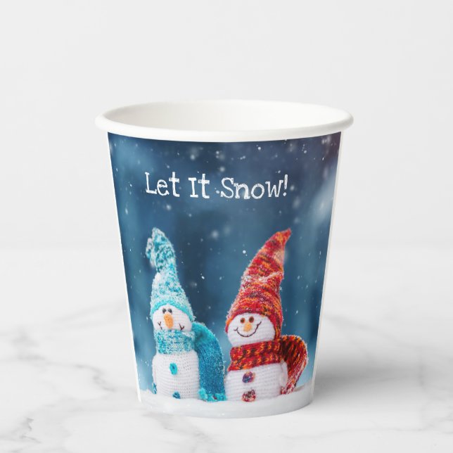 Gobelets En Papier M. & Mme Snowman Coupes personnalisées en papier (Recto)