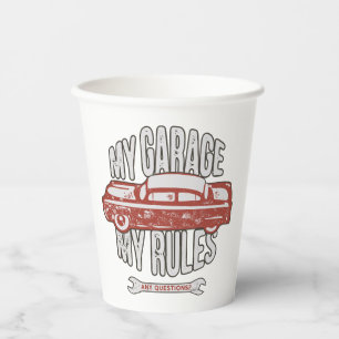 Gobelets En Papier Ma voiture rouge classique Règles Mécanicien Rétro