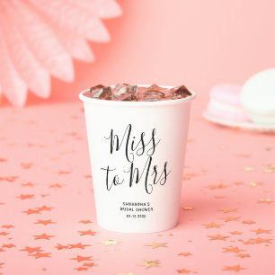 Gobelets En Papier Mademoiselle à Madame Mariage Chic Moderne