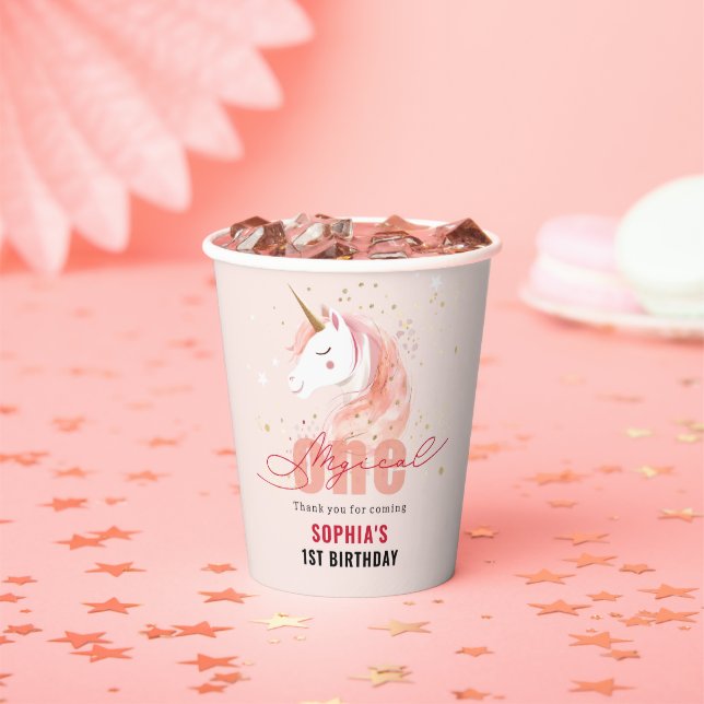 Gobelets En Papier Magical Unicorn First Birthday (Insitu)