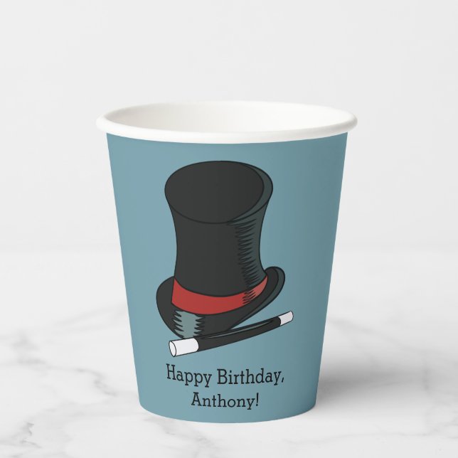 Gobelets En Papier Magiciens Casquette Magie Show Anniversaire (Recto)