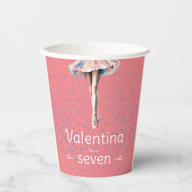 Gobelets En Papier Magique Pastel Rose Tutu Ballerina Anniversaire (Recto)
