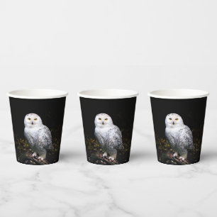 Gobelets En Papier Magnifique harfang des neiges d'hiver