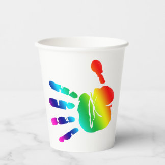 Gobelets En Papier Main arc-en-ciel