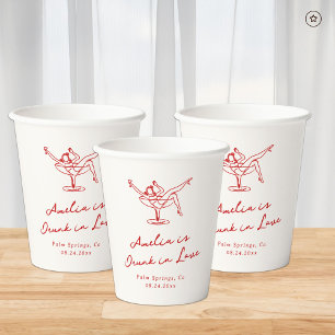 Gobelets En Papier Main Whimsical tiré Bachelorette rouge