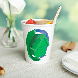 Gobelets En Papier Maison Éco Verte avec Flèches Circulaires