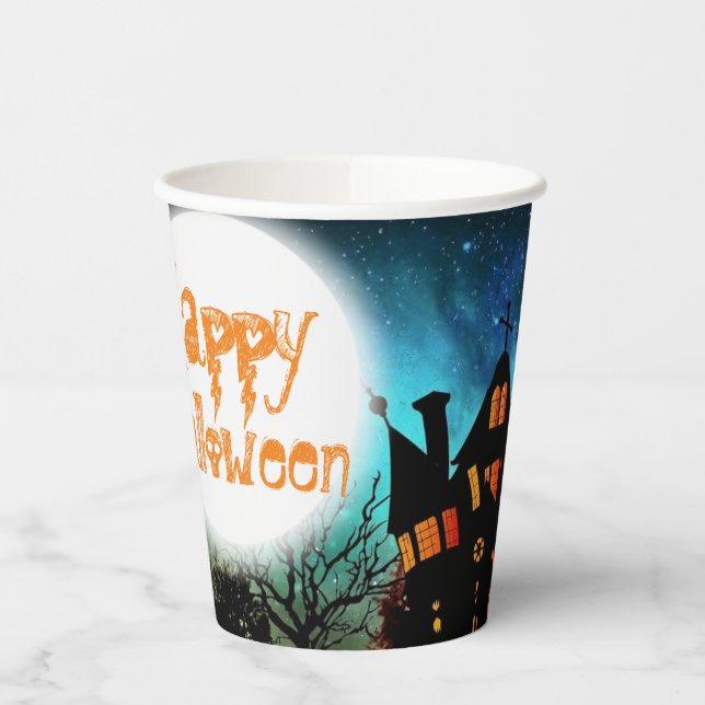 Gobelets En Papier Maison hantée d'Halloween éffrayant (Gauche)